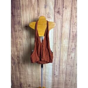 Abercrombie and Fitch Linen Blend Cropped Halter Top Rust Color Size XL